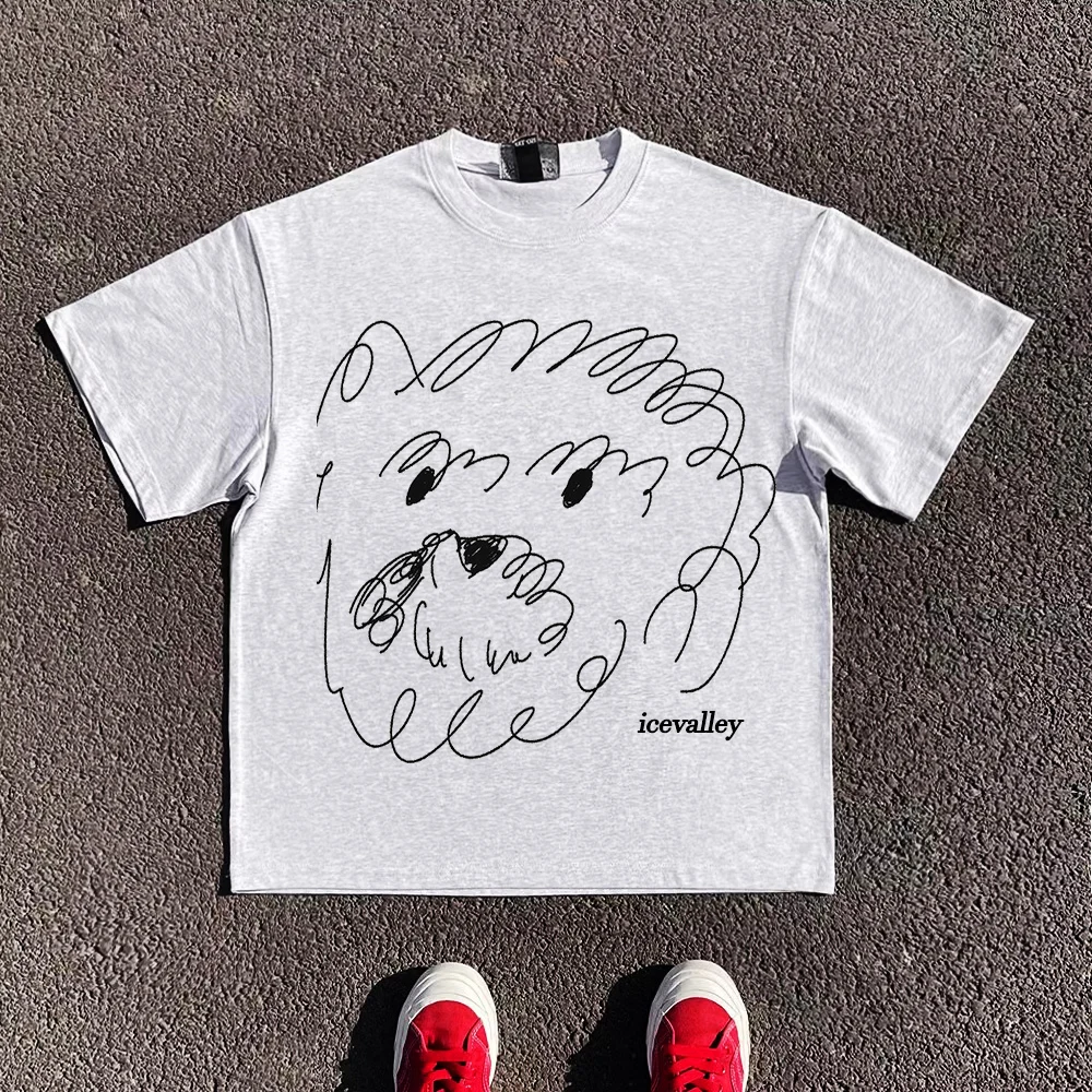 Heavily Weighted 260G Abstract Scruffy Style Oversize Unisex Short Sleeve T-Shirt Loose Fit Casual Wear for Men And Women