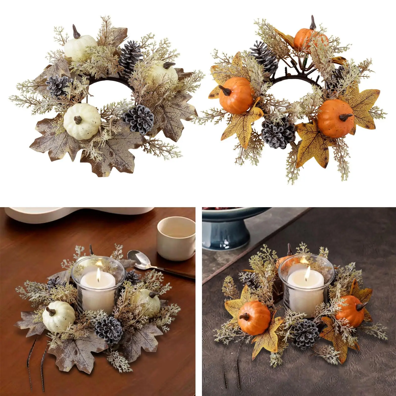 Thanksgiving kaarsring tafelblad ornament voor boerderij vakantie eetkamer