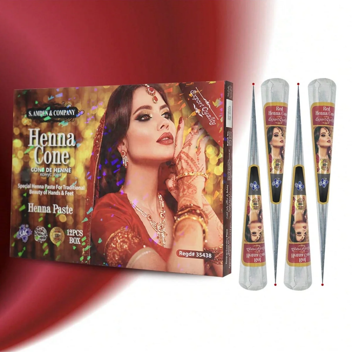 

Festival Red Henna Cones Tattoo , Smearing Type Tattoo Ink Cream , Waterproof Henna Paint For Body Art Creative Festival Gift