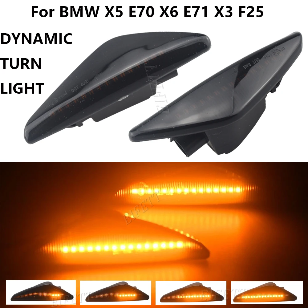 

2PC For BMW X3 F25 2011-2017 X5 E70 2007-2013 X6 E71 E72 2008-2014 Dynamic LED Light Side Marker Sequential Indicator Blinker