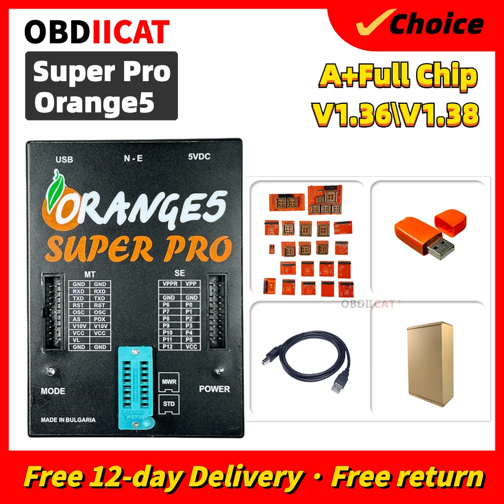 

Orange5 Super Pro V1.36 V1.35 Orange 5, профессиональное программирующее устройство, полностью активированное, с полным адаптером OBD2, автомобильный программатор