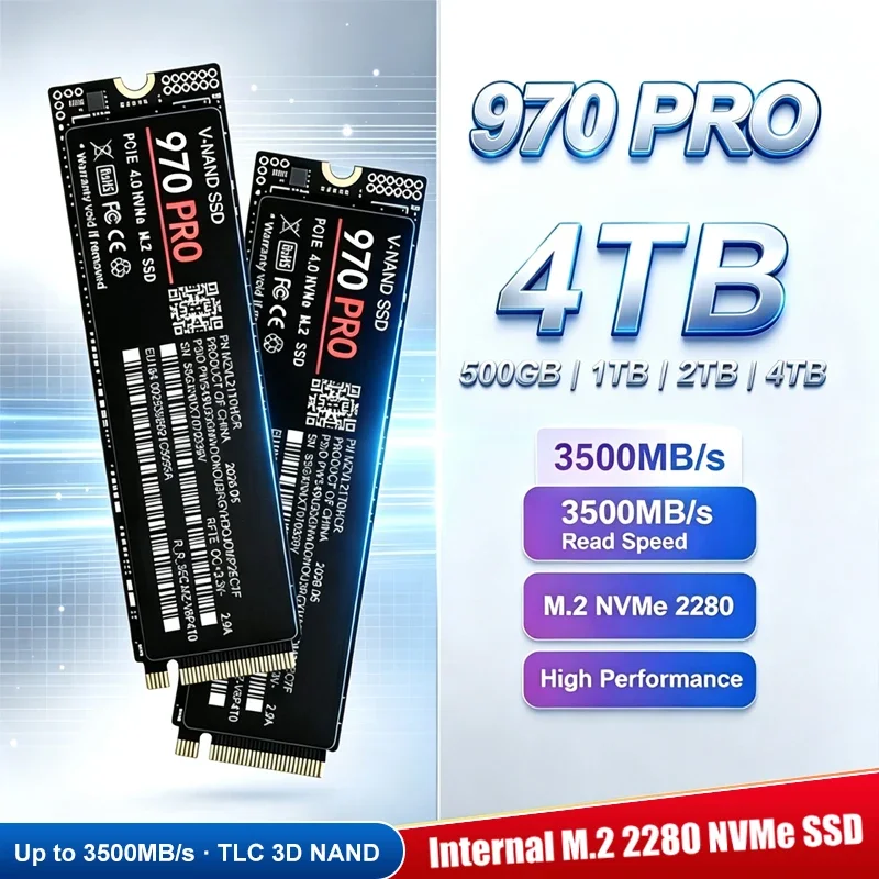 Gaming M.2 NVMe SSD 970 PRO PCIe 4.0 X4 3500MB/s TLC 3D NAND 2280 Internal Drive 500GB 1TB 2TB 4TB for PS5 Laptop Desktop PC