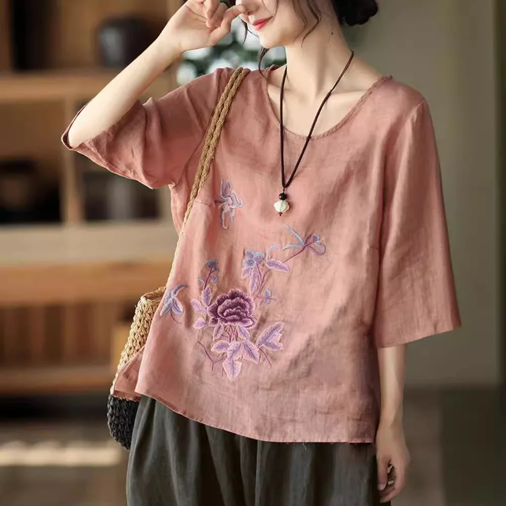 Blusa Lino Verano Mujer Talla Grande - usage example