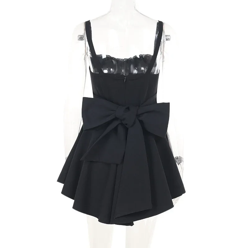 Bow Spaghetti Strap Backless Sexy A-line Dress Women Elegant Party Dress Strapless Bodycon Mini Summer Dress Vestidos