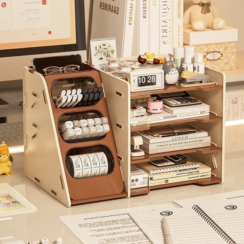 

Настольный органайзер для хранения, подставка для ручек и документов на рабочий стол, шкафчик для студенческих принадлежностей, стеллаж для организации канцелярских товаров и книг.