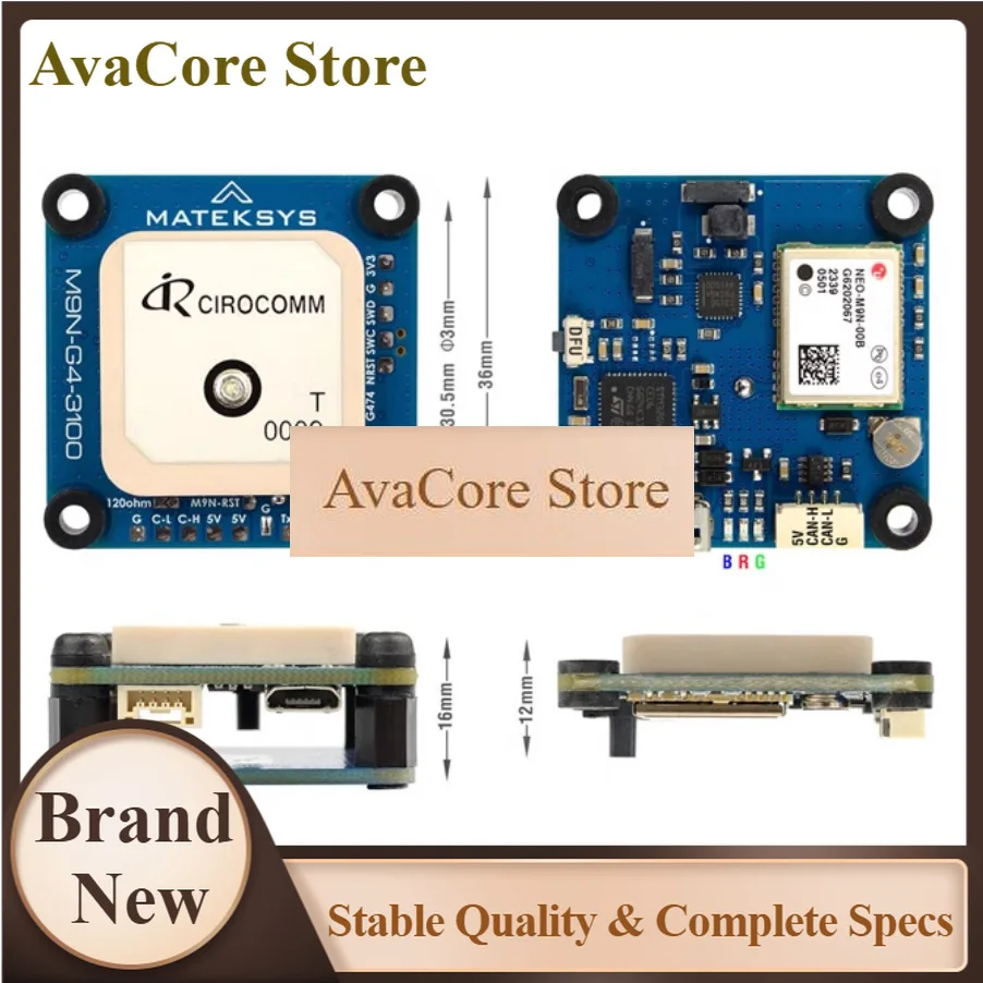 AvaCoreMatek GNSS M9N G4 3100 High Performance GPS Module With Multi Functional Interface For Drones And Rovers