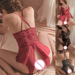 Crotchless Sexy Lingerie Sling Plus Size Underwear Hot Erotic Bodysuit Costume Lace Open Crotch Sexy Dress Babydolls Sleepwear