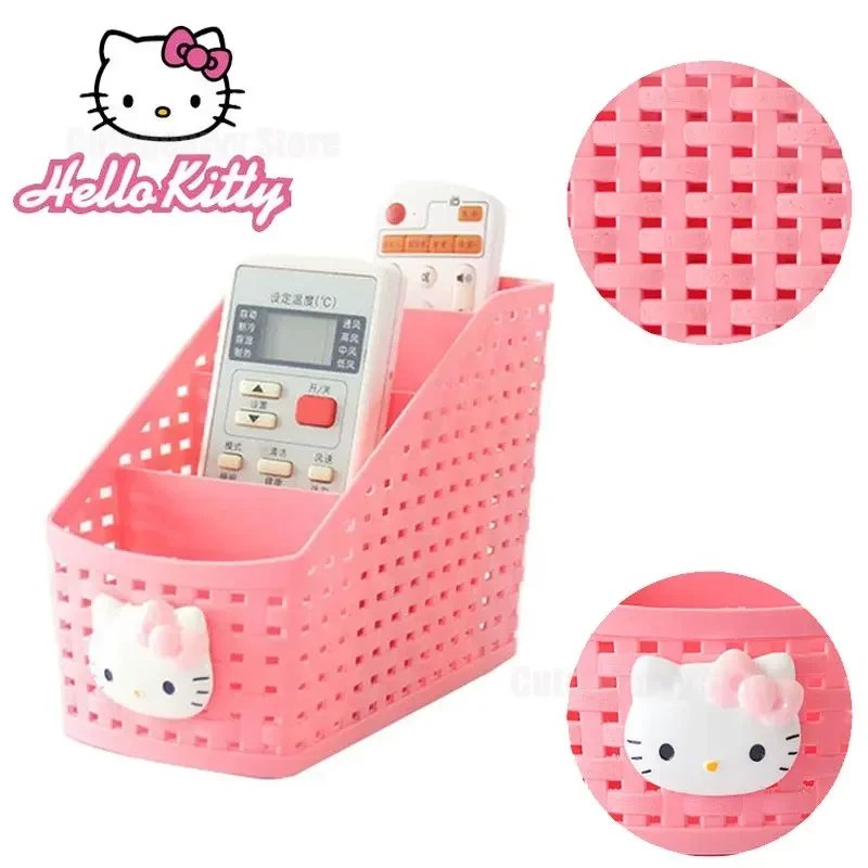 Hello Kitty ตะกร้าเก็บเครื่องสำอางบนโต๊ะสำหรับผู้หญิง, ที่ใส่กล่องเก็บของเครื่องสำอางค์สำหรับโต๊ะเครื่องแป้งสำนักงานที่ใส่ดินสอเครื่องเขียน