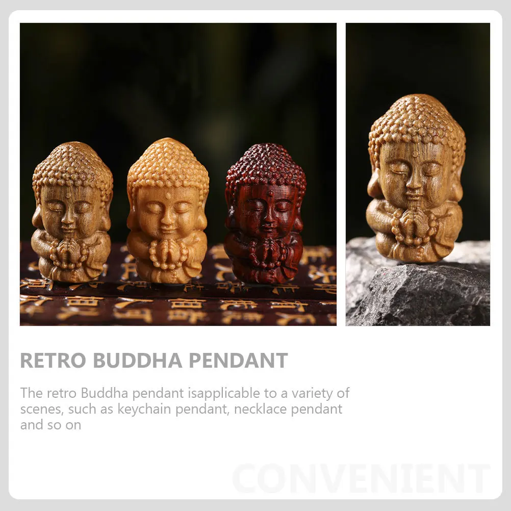 

Delicate Buddha Pendant Wooden Hanging Decor Keychain Charm Handcrafted Carved Craft Ornament for Necklace Bag Accessory