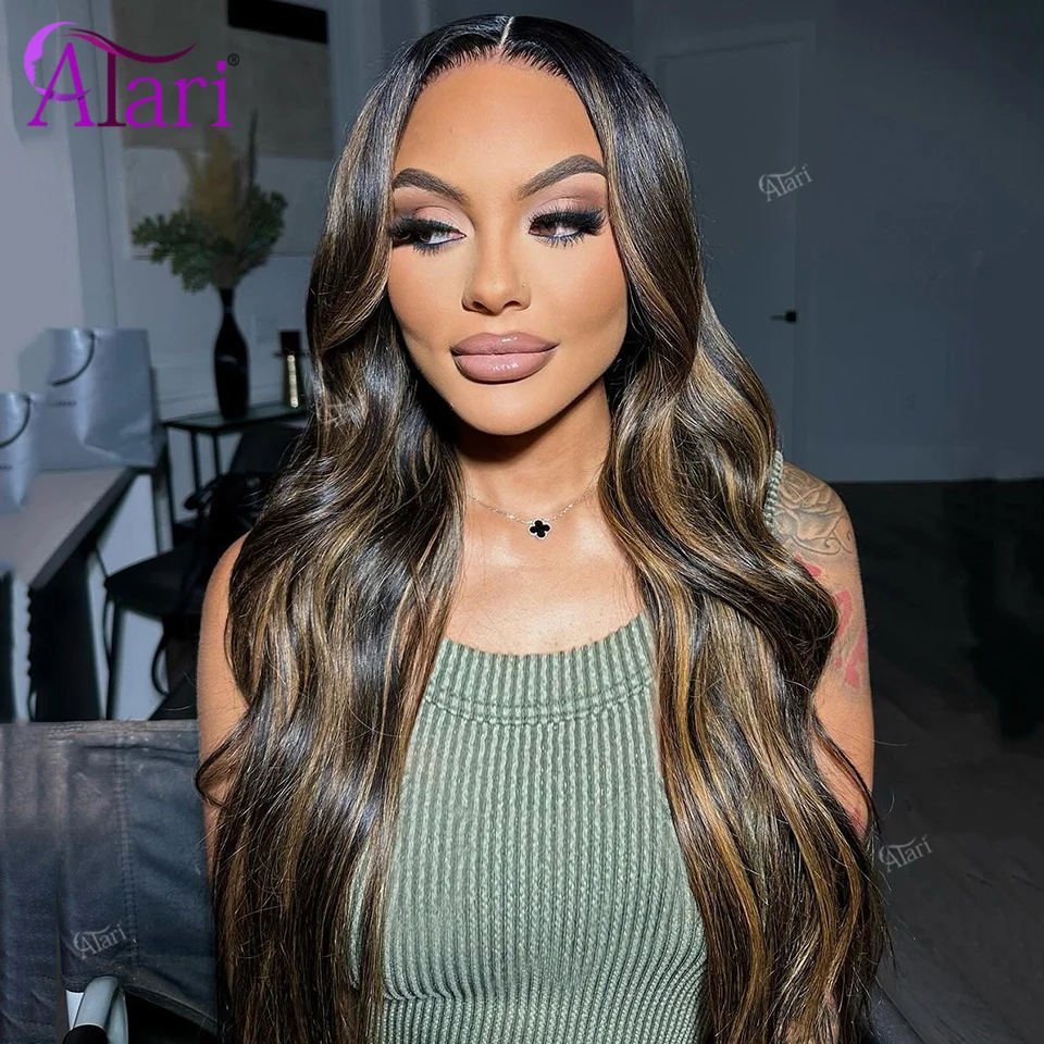 5x5 Ombre 30 with Black Highlights Body Wave Human Hair Wigs Brazilian 13x6 13x4 Lace Front Remy Hair Wig for Women Closure Wig