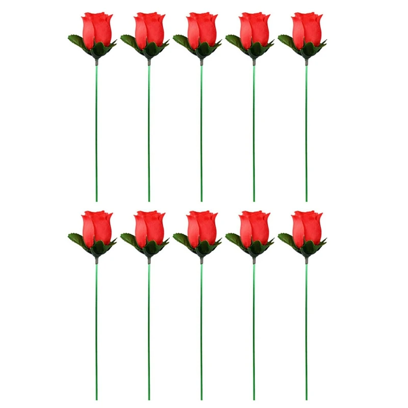 10PCS Fire Magic Trick Rose Magic Flame Appearing Flower Magician Props For Girlfriend/Wedding Shows Or Valentine's Day