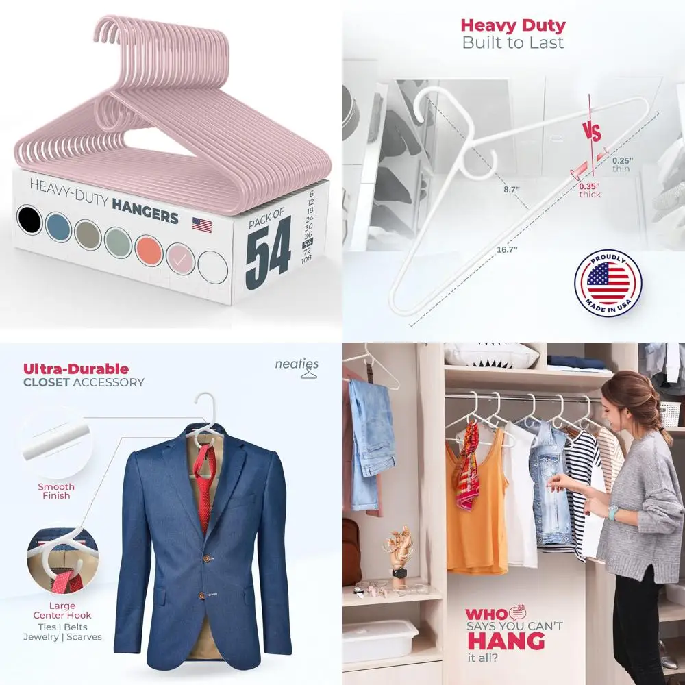 

Набор из 50 прочных пластиковых вешалок для взрослой одежды, грузоподъемность 8 фунтов, розовые