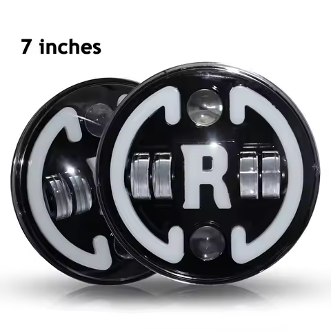 1PC/7 Inch 75W 7500K R Type Motorcycle Headlight Daytime Running Lights Conversion Car LED Wrangler Jeep Round Headlight