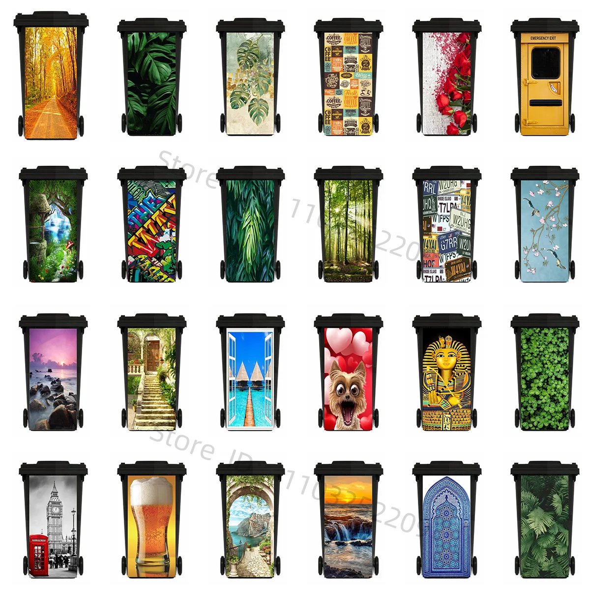 Custom Size Self-adhesive PVC Trash Can Sticker Waterproof Wallpaper Garbage Bin Renovation Cover Decal Mural For Kitchen Decor