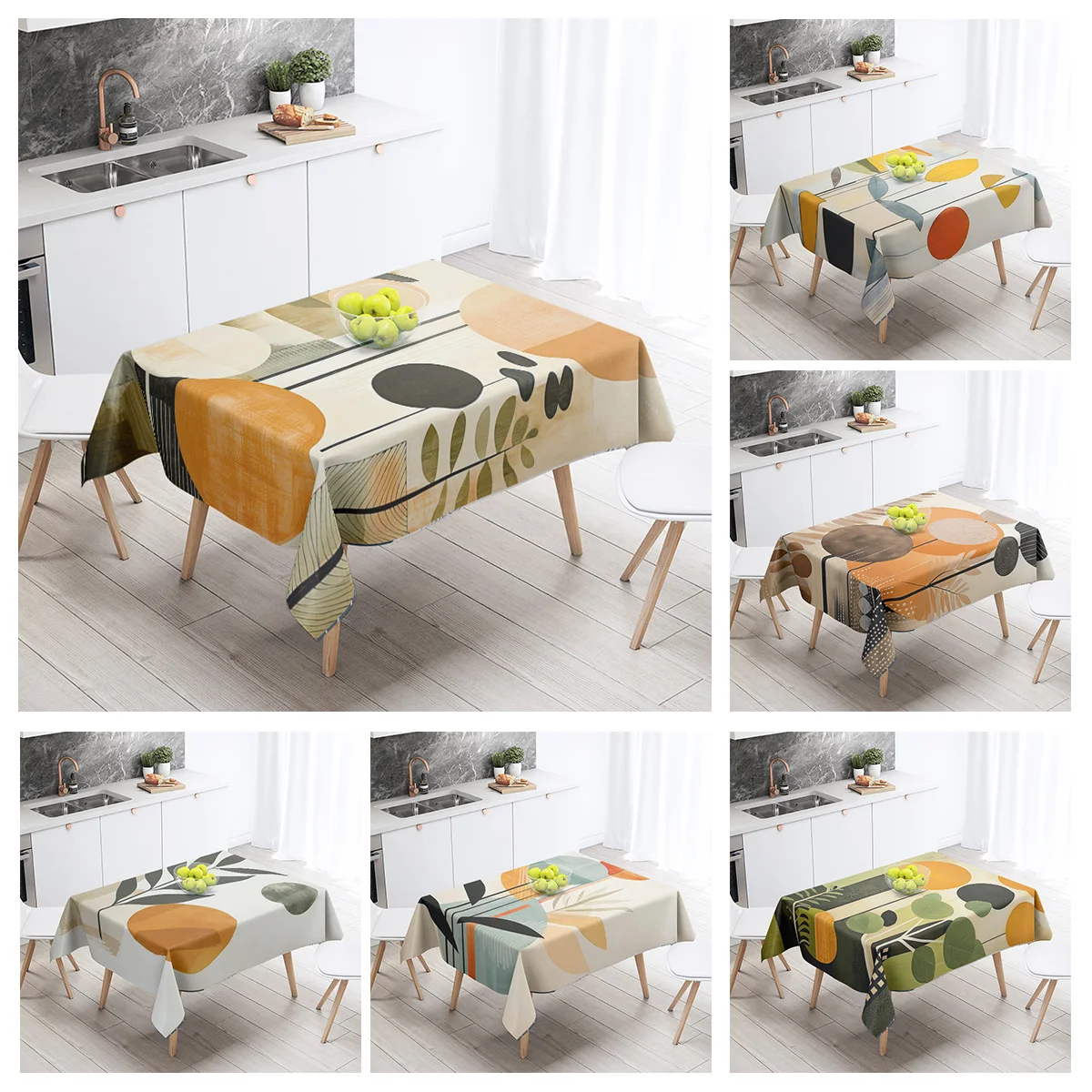 Morandi Grey Abstract Tablecloth Nordic Minimale Geometric Pattern Hall Restaurant Dual-use Student Dormitory Coffee Table Mat