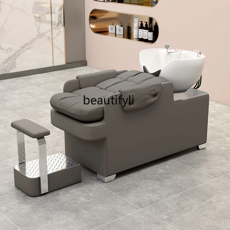 Half High-End Shampoo Chair, Salão de cabeleireiro para cabeleireiro, Cama de lavagem de cerâmica, Barbearia