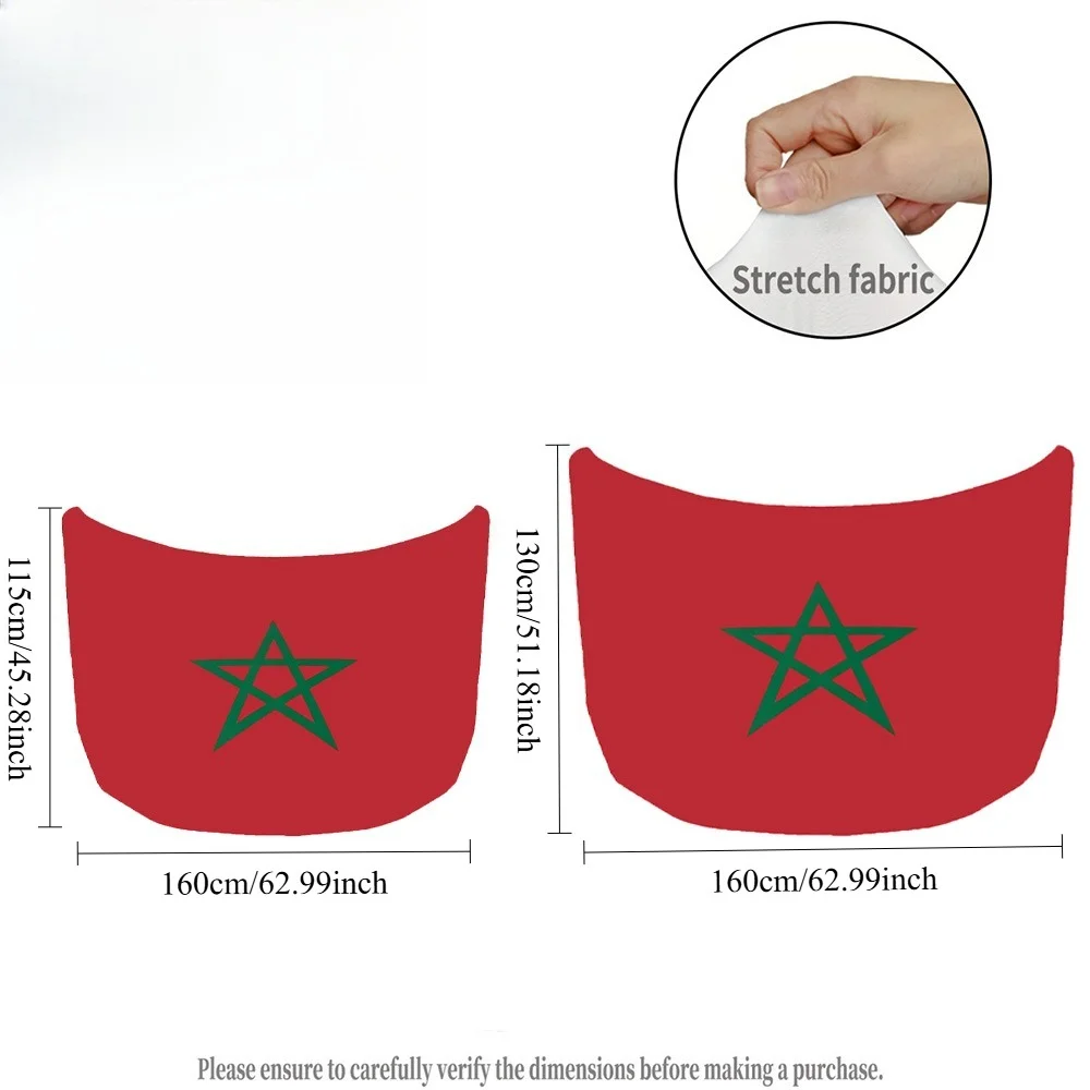 National Morocco Flag Banner Car Hood Cover Flag Elastic Fabrics Engine Cover, Stretch Fabric Cover, Detachable Auto Accessory view 2