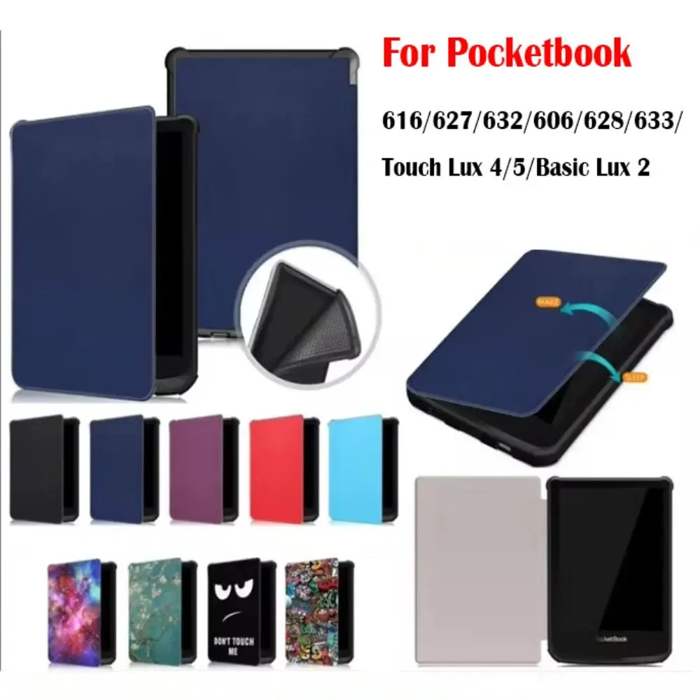 Auto Sleep/Wake E-Reader Case TPU Folio Cover for Pocketbook 616/627/632/606/628/633/PocketBook Touch Lux 4/5/Basic Lux 2