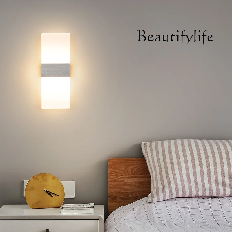 Wall lamp bedroom bedside lamp modern minimalist aisle Nordic creative living room background wall high sense