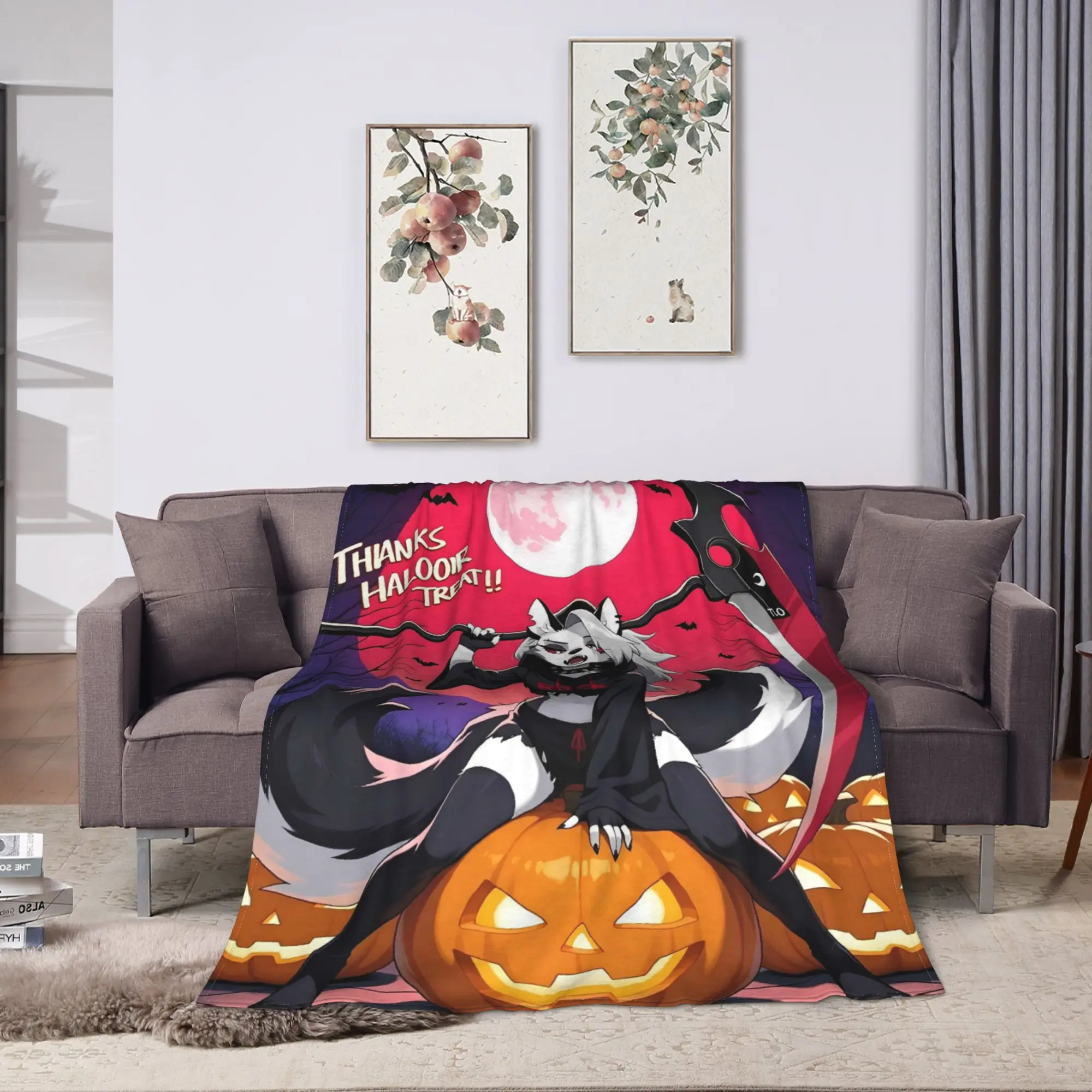 Helluva Boss Loona Blankets Quality Super Warm  Throw Blanket Autumn Airplane Travel Outdoor Funny Bedspread