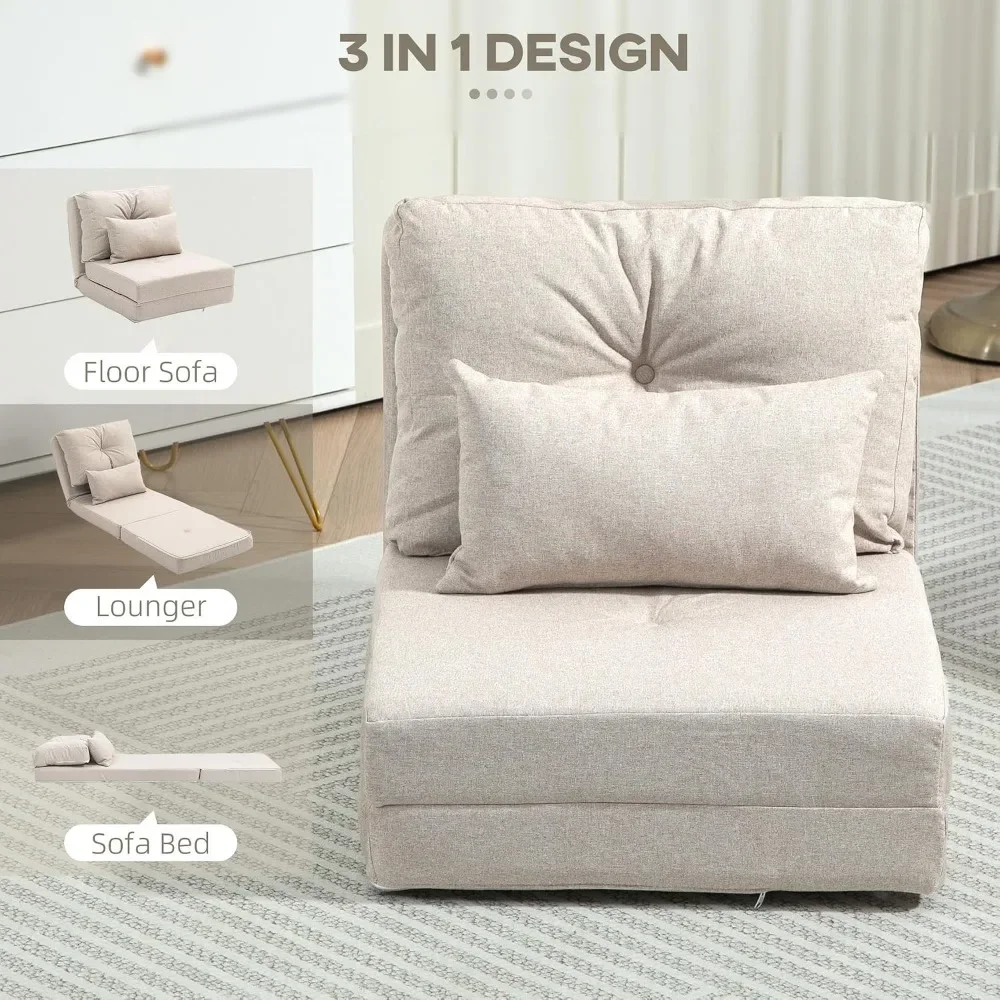 Folding Sofa Bed Convertible Sleeper Chair with Adjustable Backrest and Metal Frame for Living Room and Bedroom - view 5