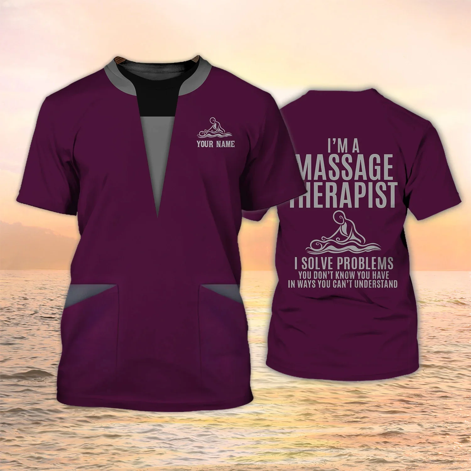 2023 New Female Massage Therapist Personalized Workwear T Shirt Skincare Esthetician Round Neck Loose Oversized Unisex Clothing