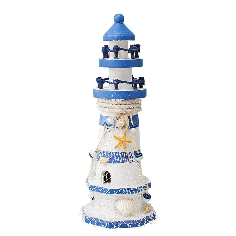 New arrival mediterranean style wooden lighthouse watchtower home decoration ornament