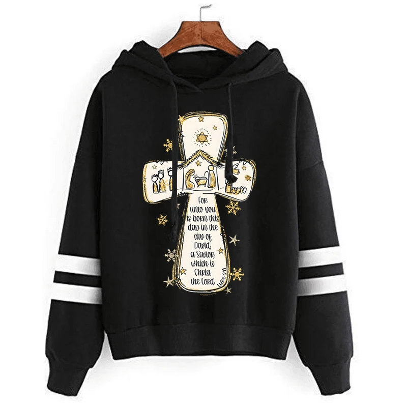 Jesus Christmas Women Hoodies Vintage Funny Religious Belief Sudaderas Long Sleeve Merry Christmas Female Streetwear Sweatshirts