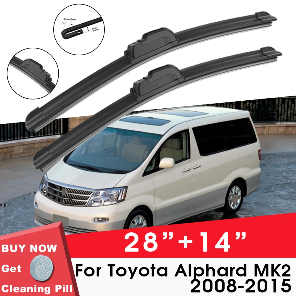 

Car Blade Front Window Windshield Rubber Silicon Gel Refill Wiper For Toyota Alphard MK2 2008-2015 28"+14" Car Accessories