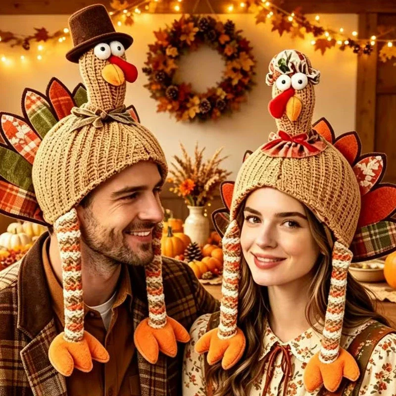 New Turkey Shaped Thanksgiving Hat Hot Sale Party Costume Knitted Hat Festival Party Celebration Props