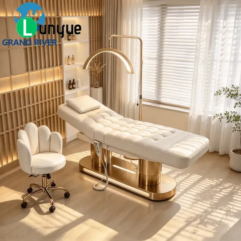 Custom Electric Massage Bed Curved Beauty Furniture Facial Spa Eyelash Treatment Table for Beautician Professional Use