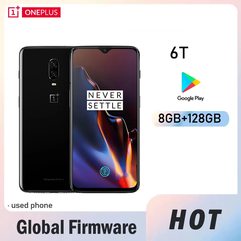 oppo Oneplus 6T smartphone Snapdragon 845 Global Firmware 5G LTE 6.41'' NFC 3700mAh 20MP+16MP full screen used phone