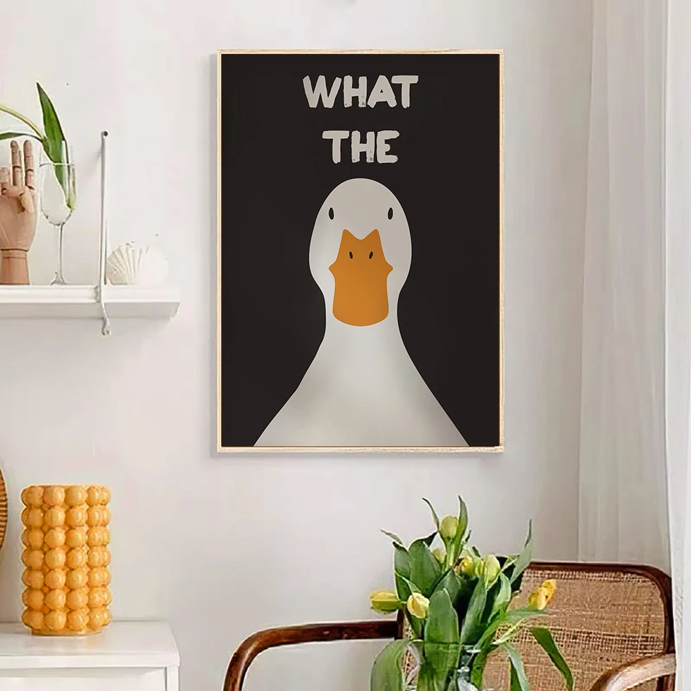 What the Duck Print Art Picture Funny Cute Animal Canvas Posters Modern Wall Painting for Bathroom Bedroom Dorm Decor