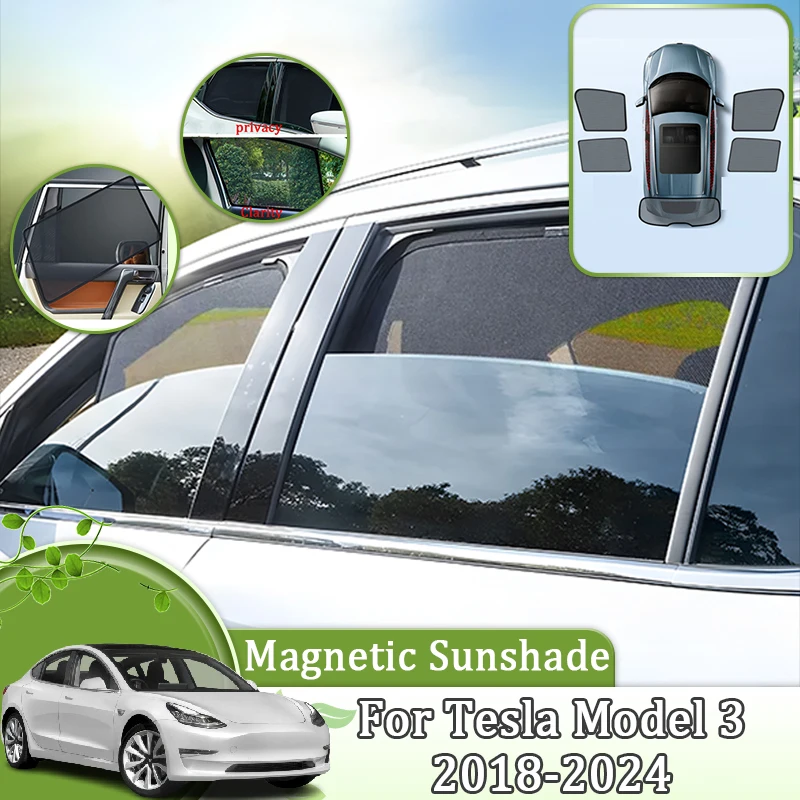 

For Tesla Model 3 Accessories 2018-2024 Sun Shades Roof Window Visors Anti-UV Side Windshield Sunshade Cover Privacy Accessories