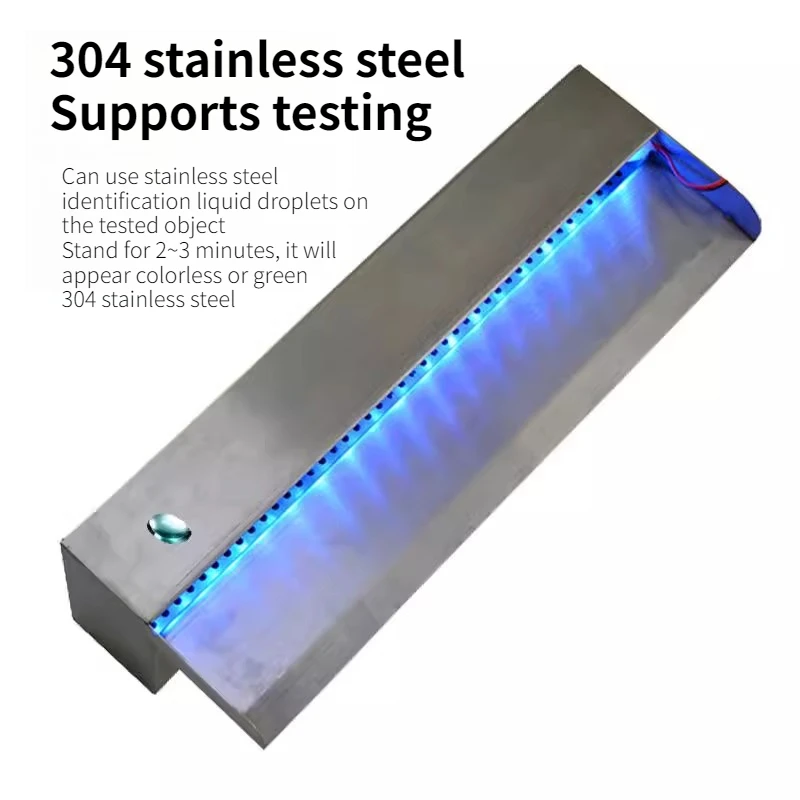 Edelstahl-Schwimmbadbrunnen, Wasserfall für Garten, Steingarten, Wasser, Landschaftsdekoration mit LED, buntem Wasservorhang