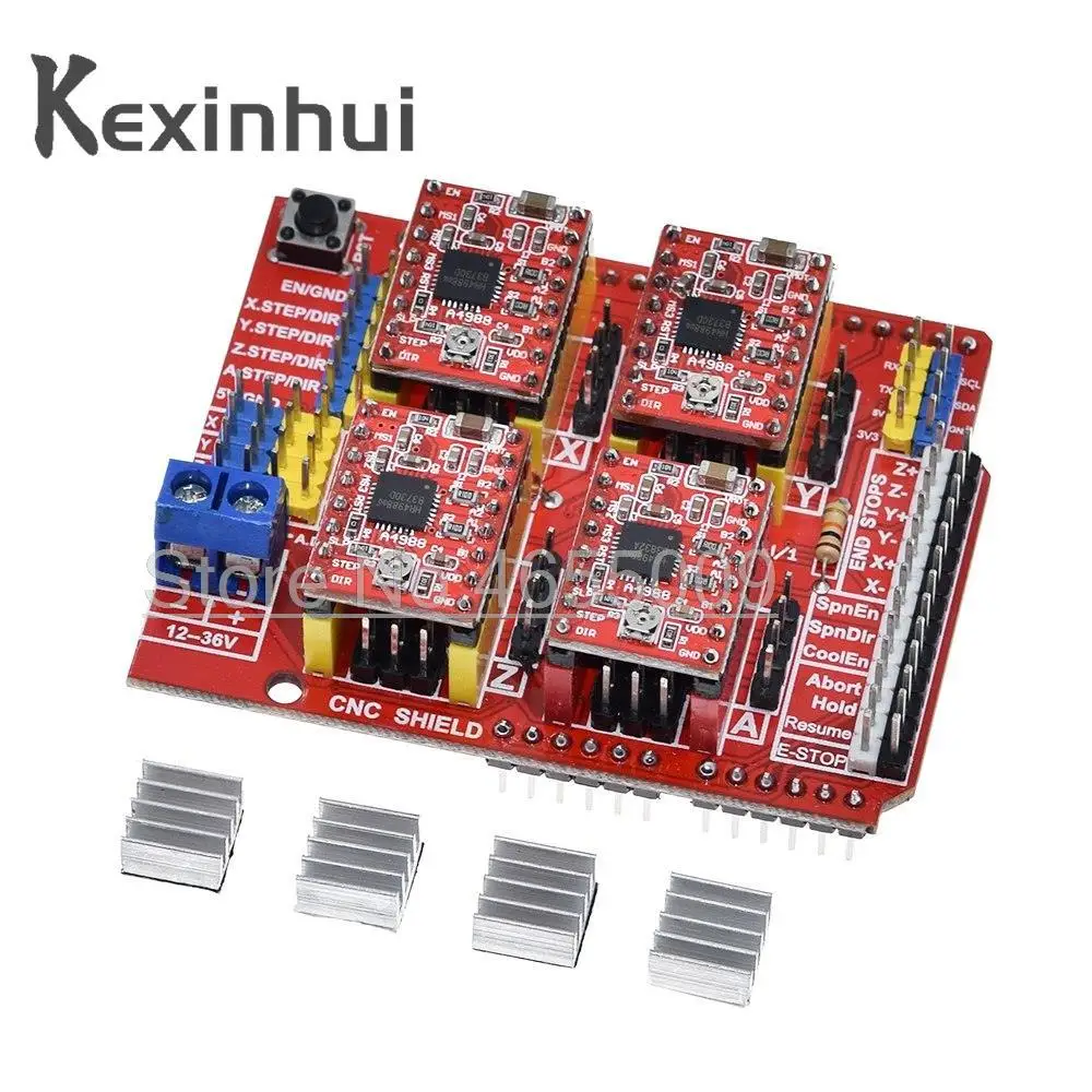 CNC Shield v3 engraving machine / 3D Printer / + 4pcs A4988 / 4pcs DRV8825 Stepper Motor Driver for Arduino