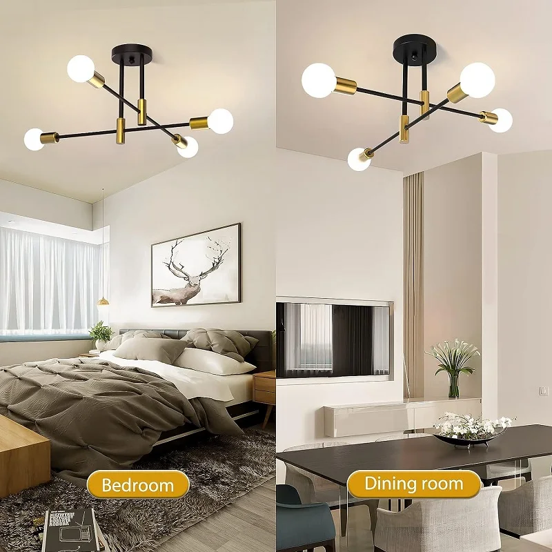 Modern Led Spider Ceiling Lighting Industrial Iron Black/Golden Nordic Minimalist Home Decoration Living Room Dining Room Ceilin