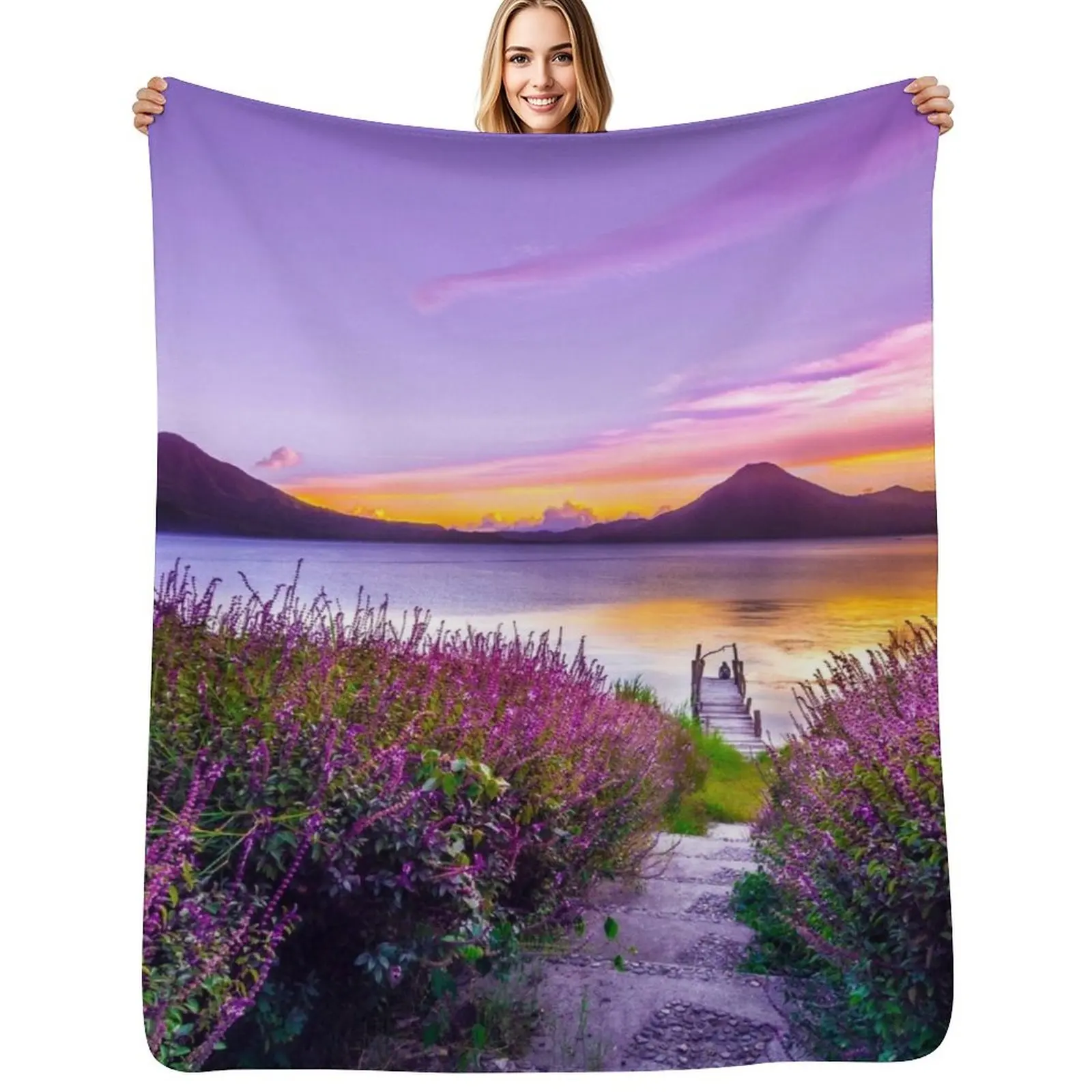 Lago de Atitlán - Lake in Guatemala Throw Blanket Faux Fur Soft Warm Blanket for Bed