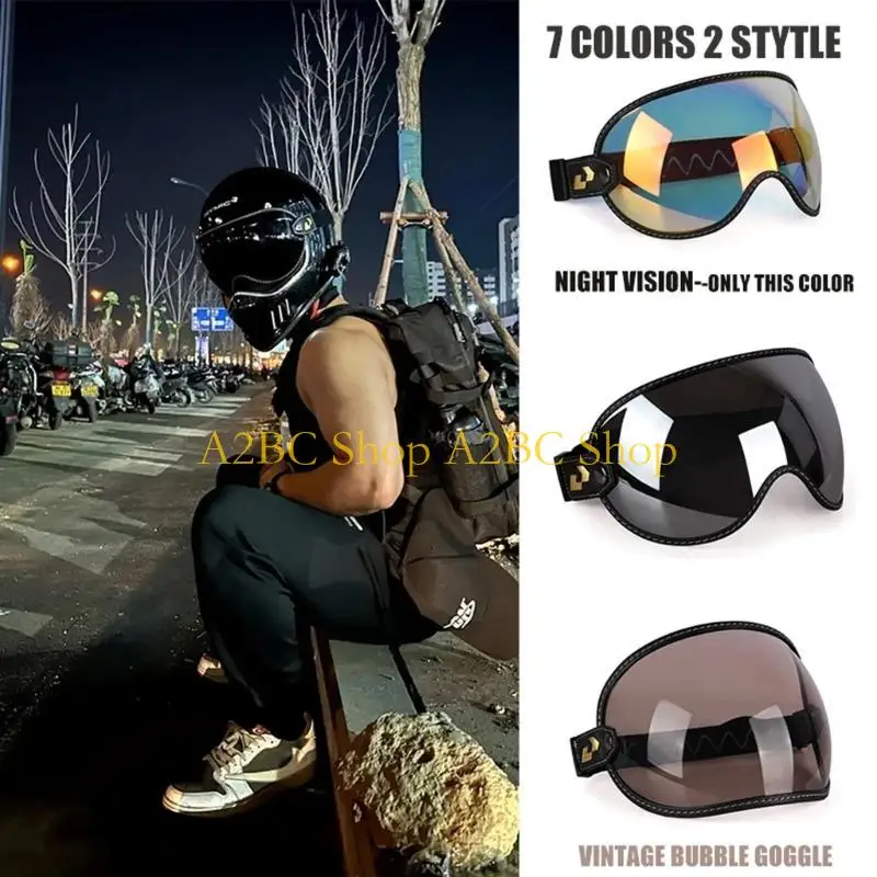 A2BC Windproof Motorcycle Glasses Bubble Eyewear with Wide View for Long Distance Riders Enthusiasts Clear Visibility