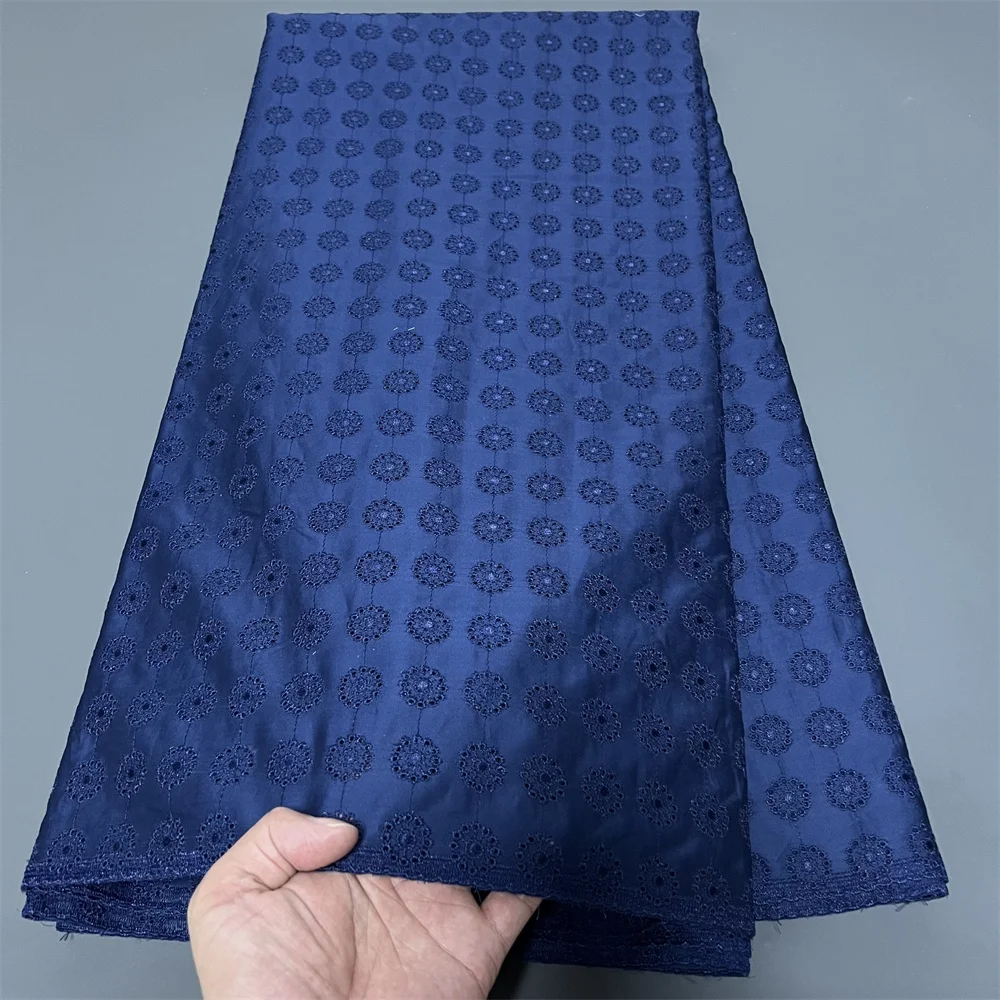 

African Nigerian Tulle Lace Fabric Sewing for Dress High Quality Damask polish luxe Cotton Pure Embroidery 5Yard hz1388 2025