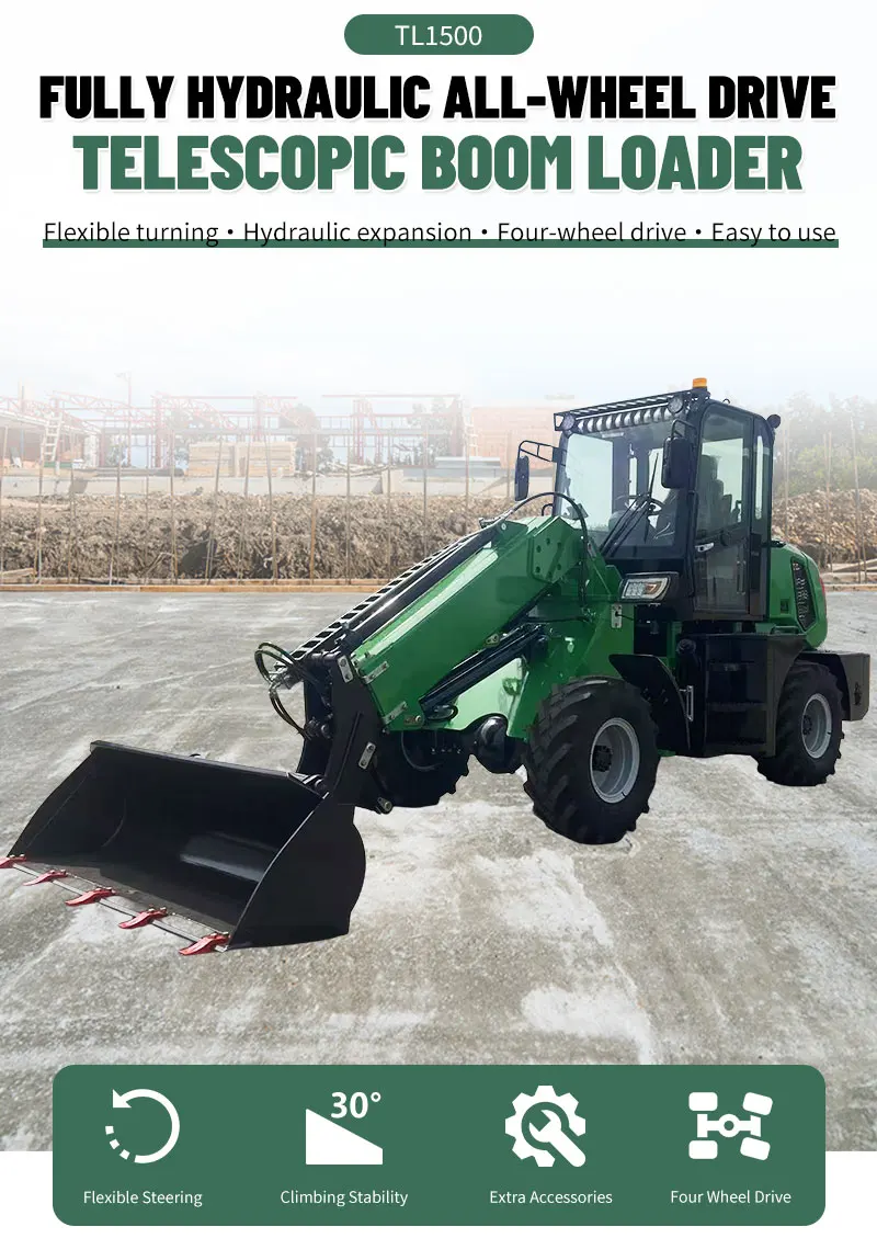 TL1500 Teleskop-Radlader 1500 kg Nennlast CE-zertifiziert Euro 5 Stufe V 4WD Hydraulischer Mini-Telehandler mit Vollausstattung – Detail 4