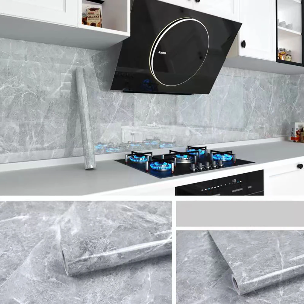 60cm Marble Sticker Waterproof and Oil Resistant PVC Kitchen Self-Adhesive Cabinet Countertop Wall Sticker Easy to Remove Dirt