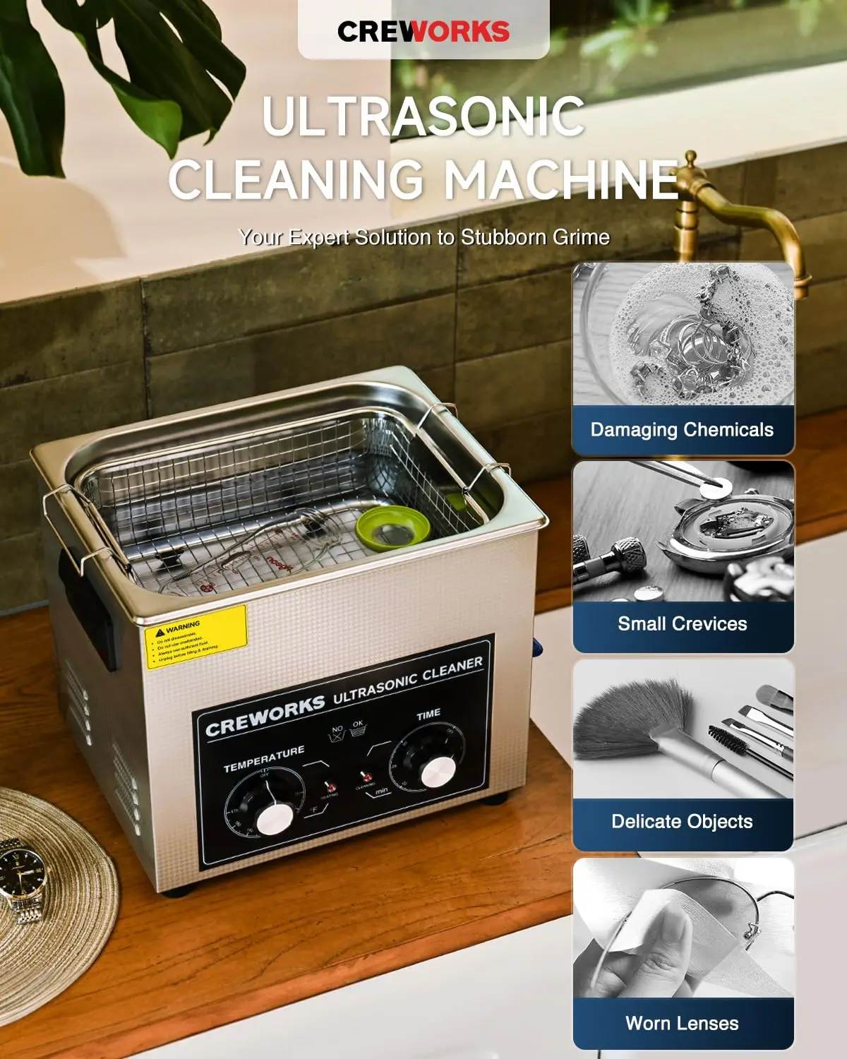 10L Ultrasound Cleaning Machine with Heater and Timer, 240W Stainless Steel Ultrasonic Washing Machine, 2.6 gal Profess