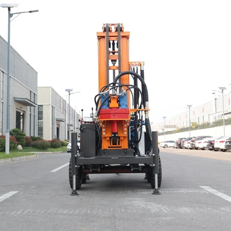 Water Well  Drilling Rig Wheel Type Diesel Powered Hydraulic Portable 200m Strong Torque Drilling Machine China Manufacturer