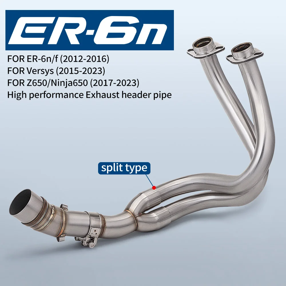 For ER6N Z650 ER-6F Versys 650 Ninja 650 Front Single Oxygen Sensor Stainless Steel Motorcycle Exhaust Pipe System (2012-2016)