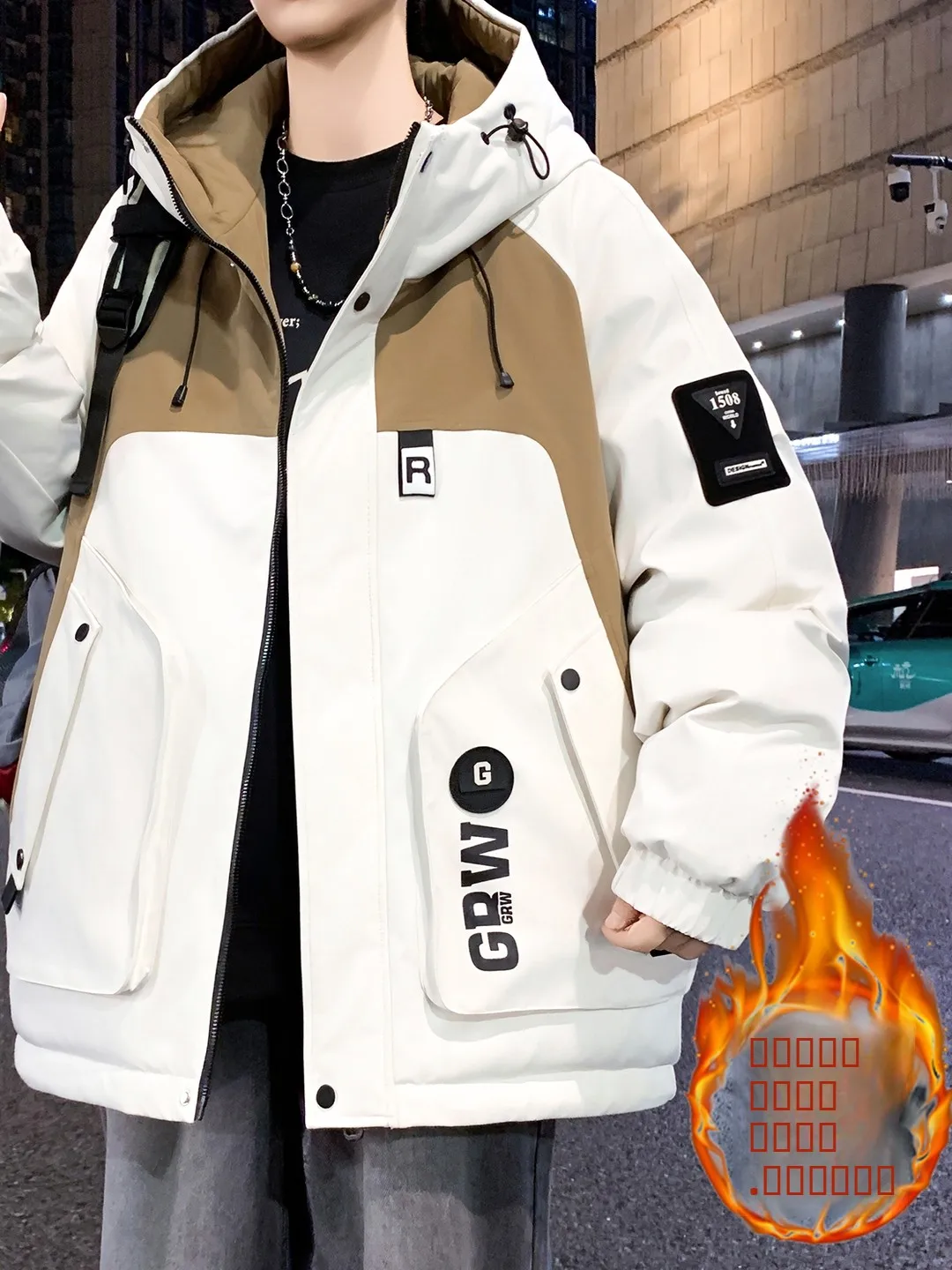 

Hooded Thiened Fce Warm Cotton Jaet for Men Youth Faionable Casual Long Sve Cleanfit Sle Polyester Fiber Coat