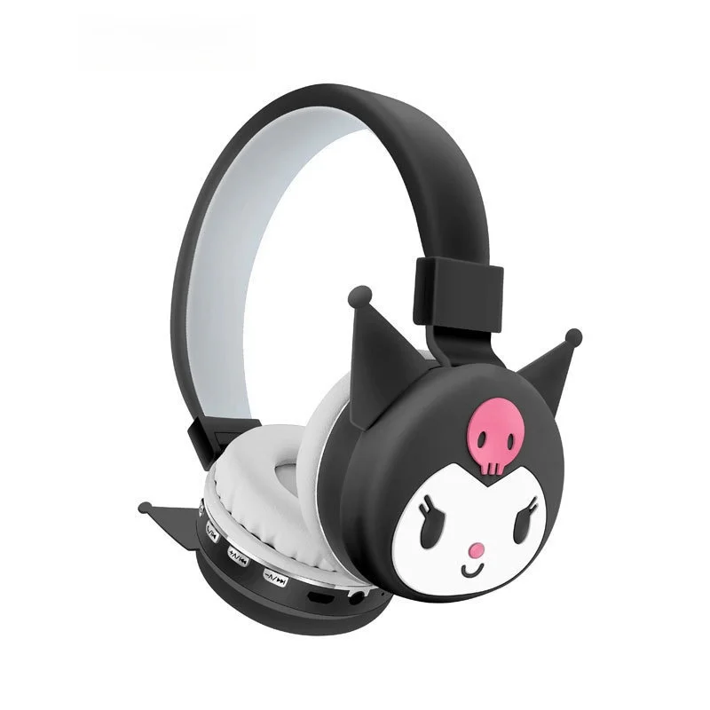 

Bluetooth-гарнитура Sanrio с креплением на голову, милая мультяшная Музыкальная гарнитура kuromi, компьютерная стереогарнитура для девочек, подарок на день рождения