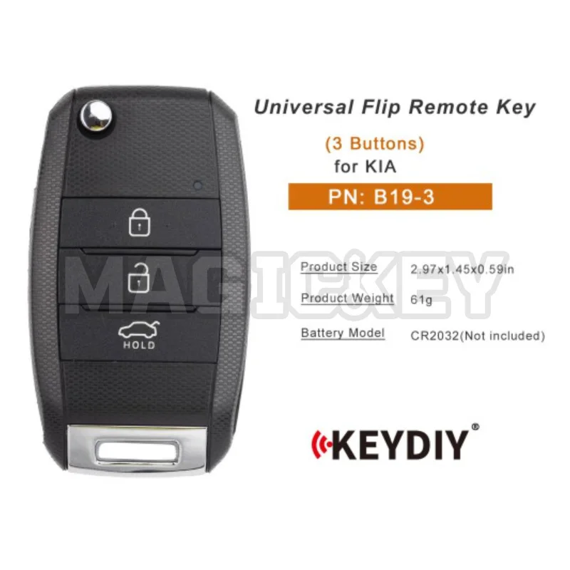 KEYDIY KD B19-3 Universal Flip Remote Key 3 Buttons Compatible with KIA Type