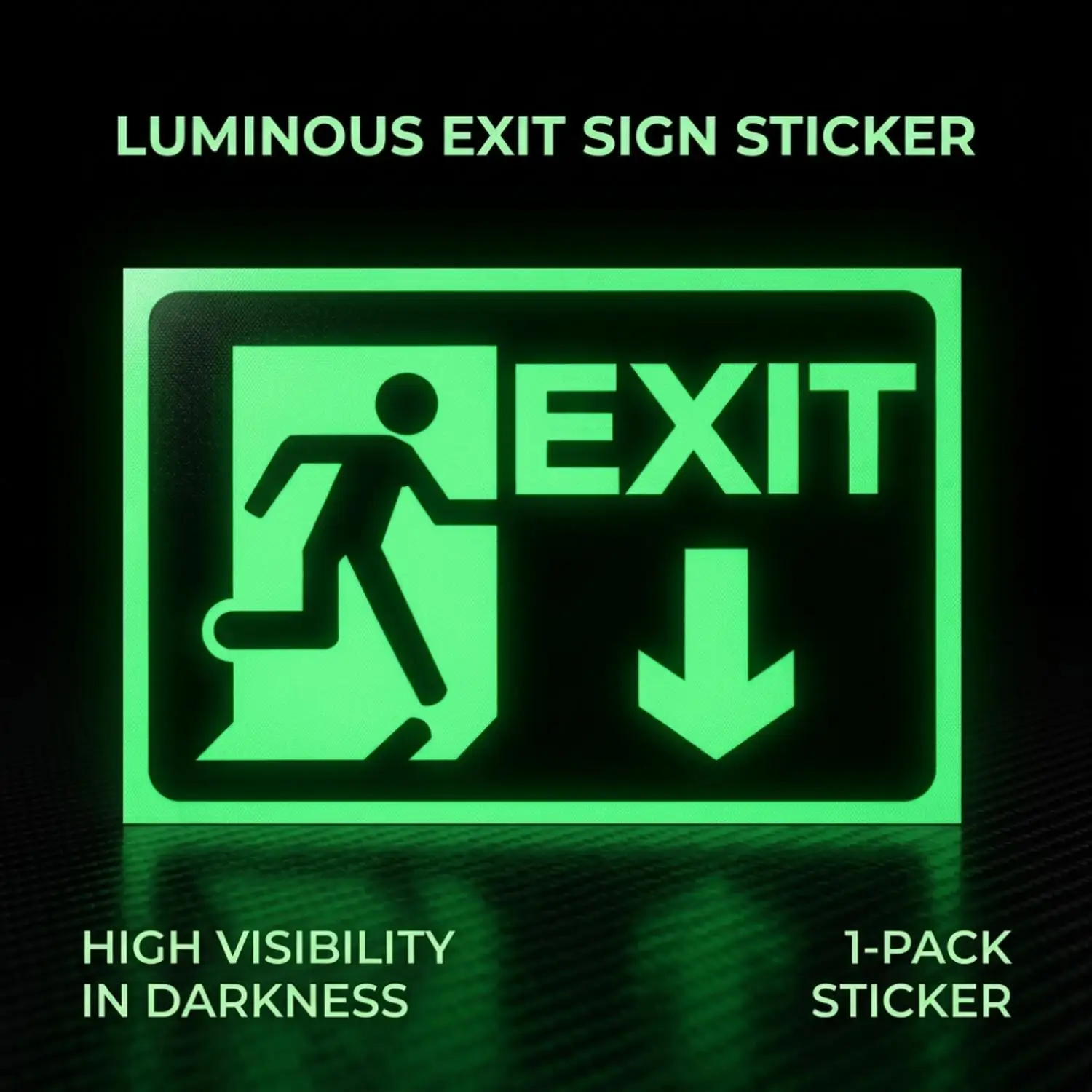 Glow in Dark Exit Signs Adhesive PVC Wall Decal Emergency Fire Evacuation Directional Night Visibility Signage Security Stickers