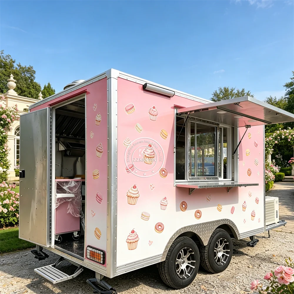 Custom Ice Cream Pizza Cart Mobile Kitchen Trailer Fast Food Truck Street Catering Food Trailer With Full Kitchen